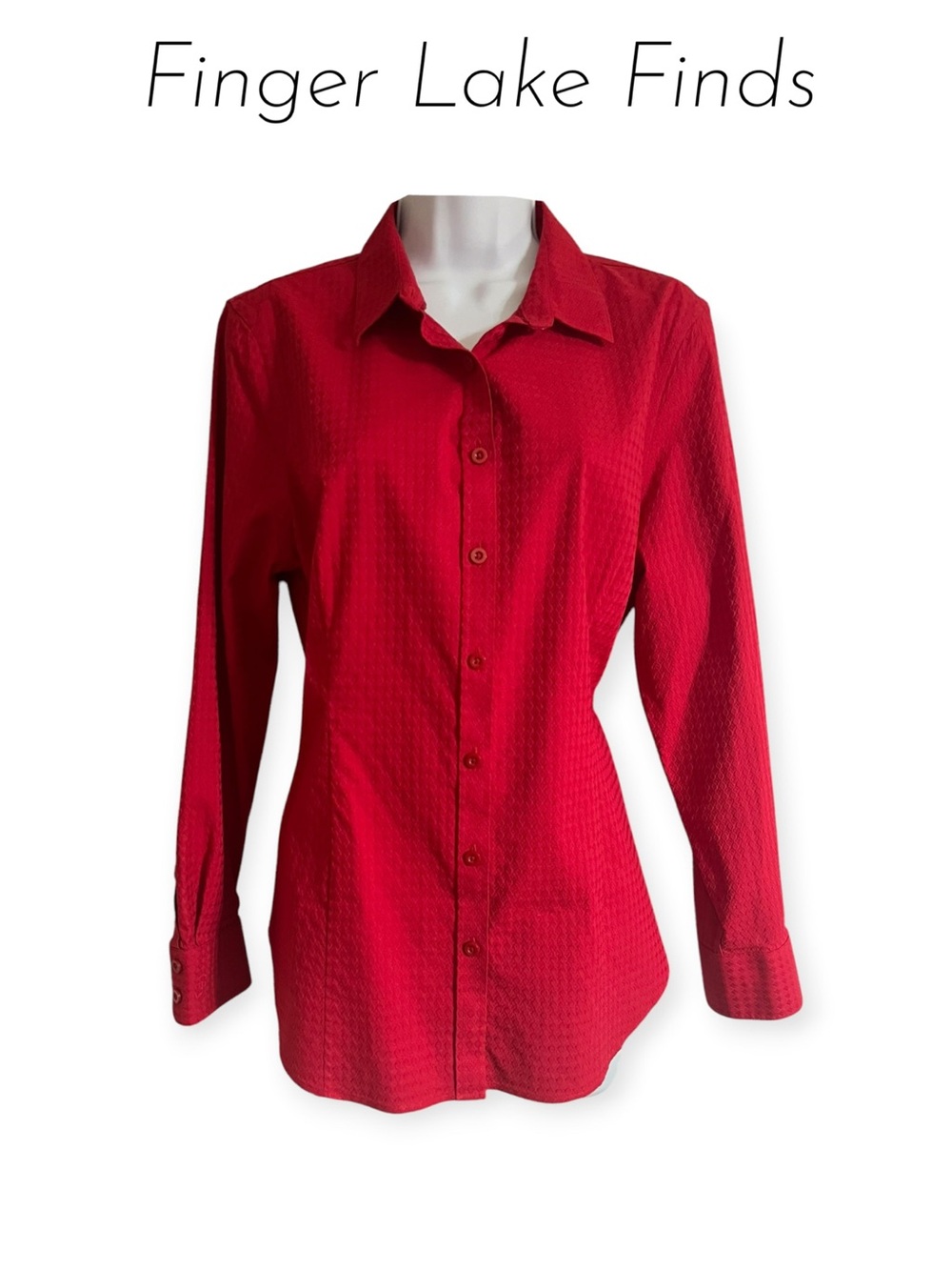 Chico's Red Button-Down No-Iron Women's Shirt, L